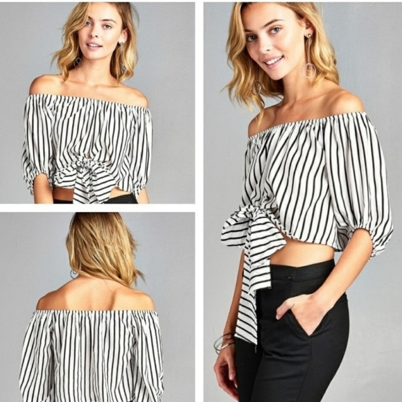 Black & White Striped Crop - Picture 3 of 3
